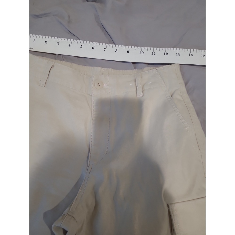 Uniqlo Wide Straight Cargo Pant Elastic back 100% cotton beige Women SZ XS 24-25 - Picture 6 of 9